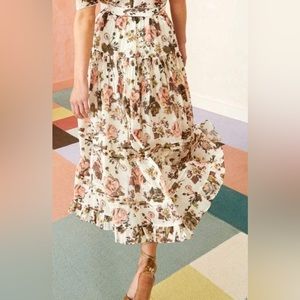 Ulla Johnson Eugenie Floral Silk blend Maxi Skirt Women's 4 MSRP $595